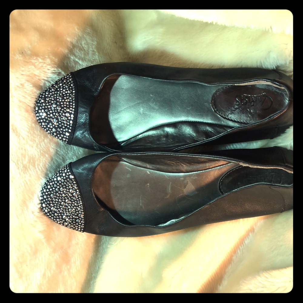 Black ballet flats with sparkly encrusted toes!